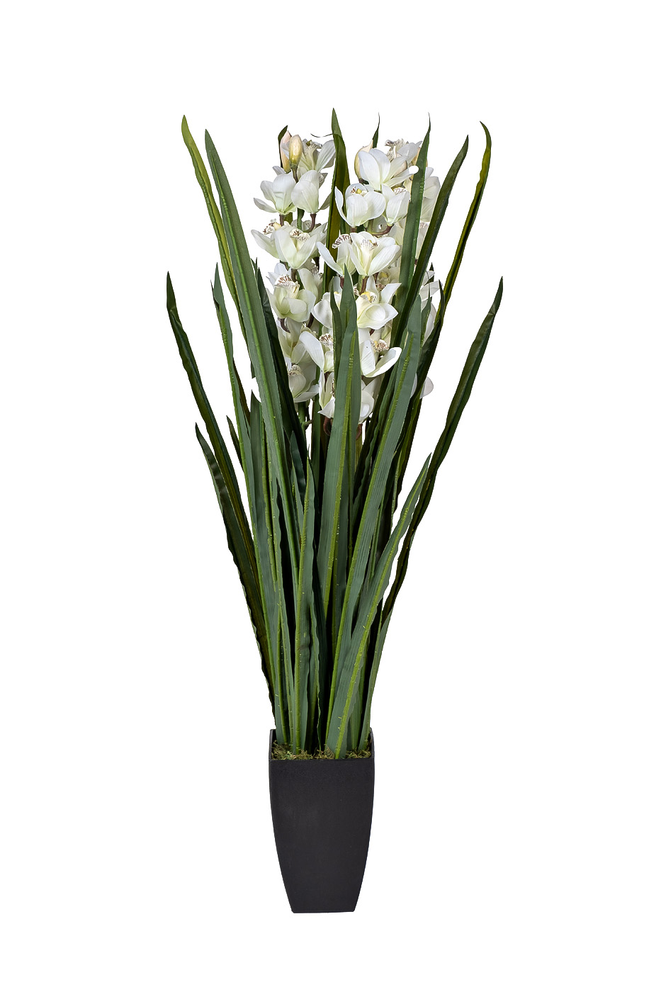 Орхидея Цимбидиум (Cymbidium) искусств. белая в горшке h110 см