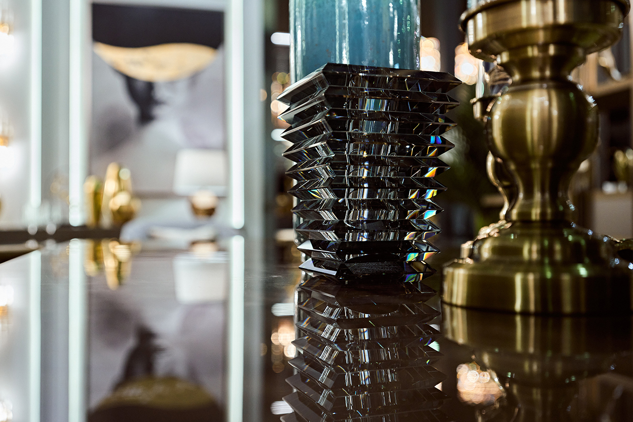 Ваза-подсвечник хрустальная серая 3