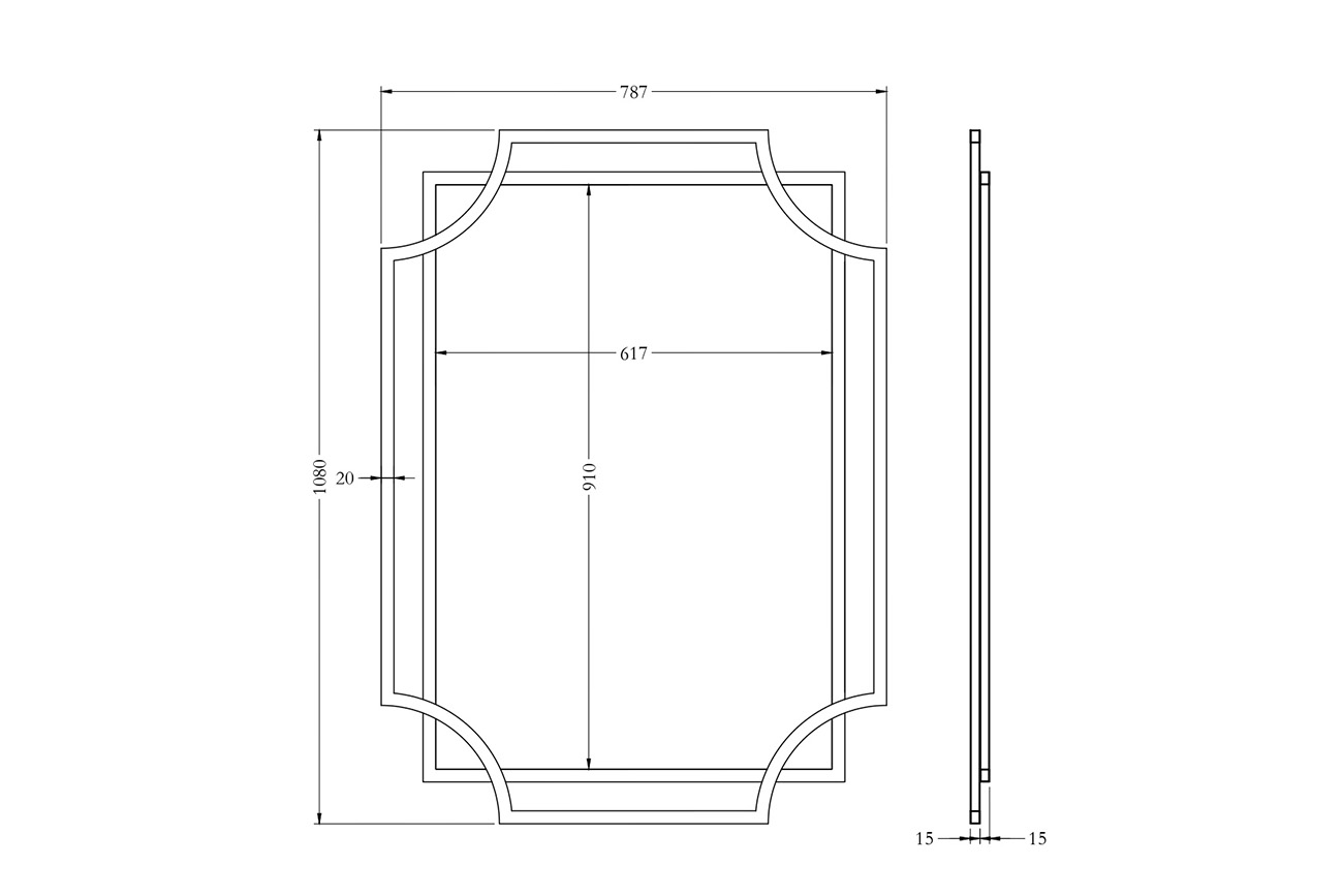 Зеркало прямоугольное в раме цвета хром 2
