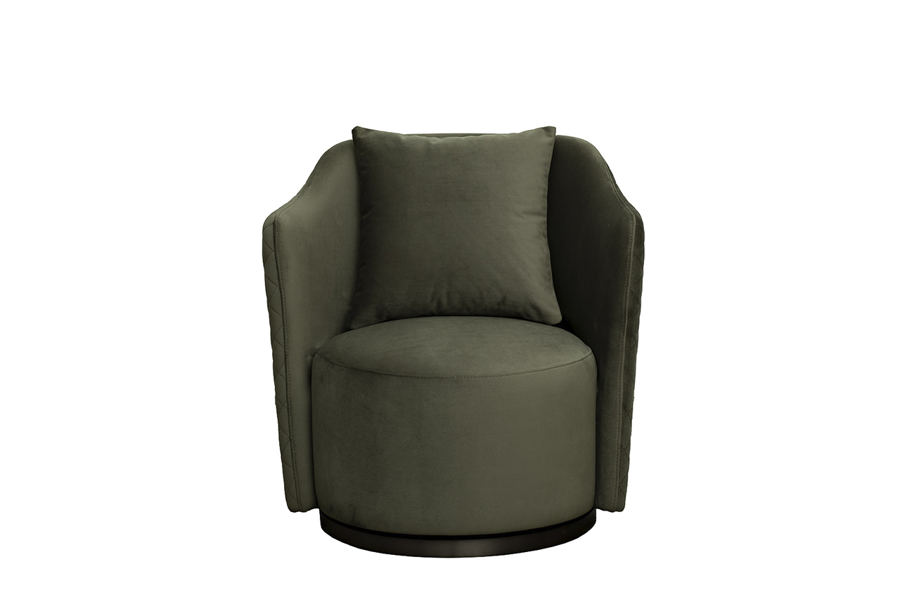 Кресло Verona вращающееся велюровое темно-зеленое/бронза 1