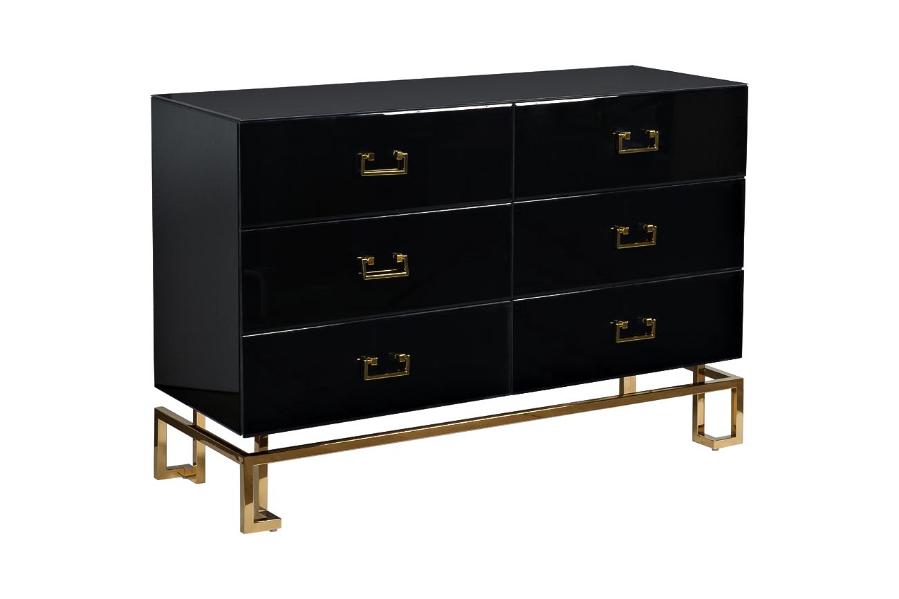 Комод черный с ящиками 2