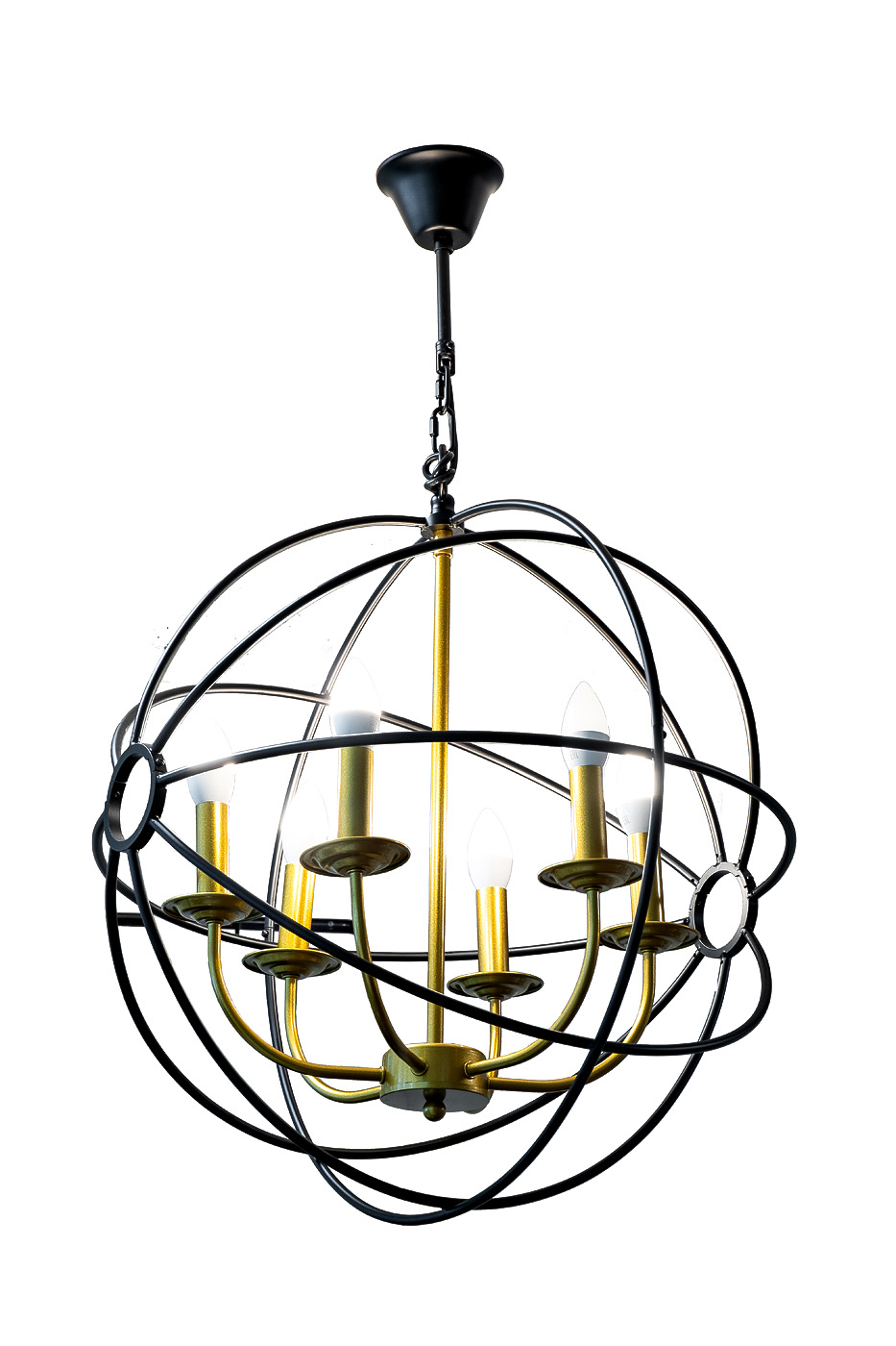 Светильник потолочный «Сфера» латунь/черный 1