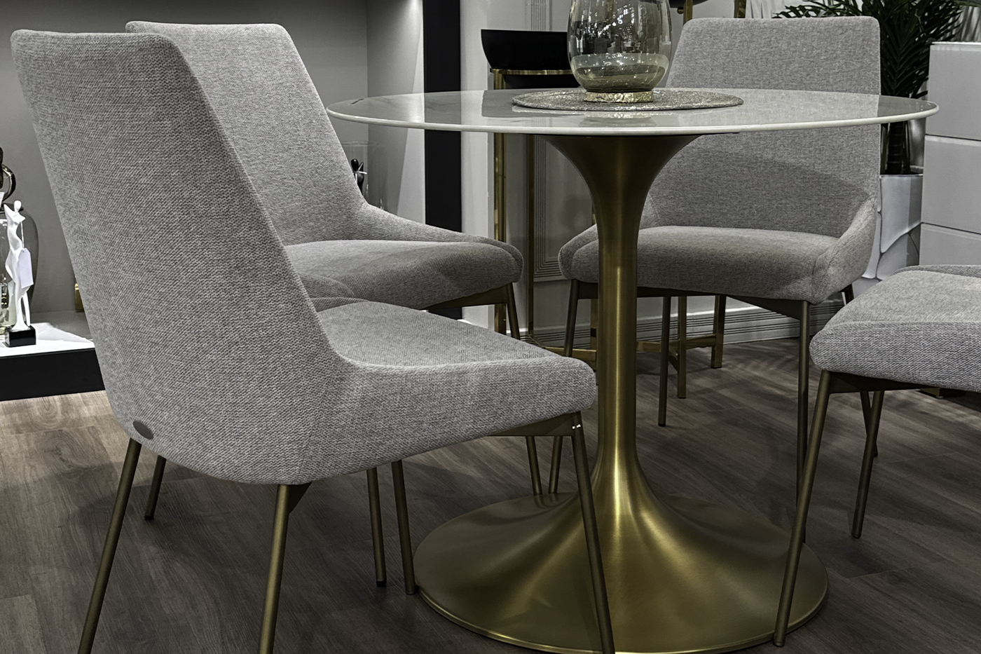 Стул обеденный белый/бронза 6