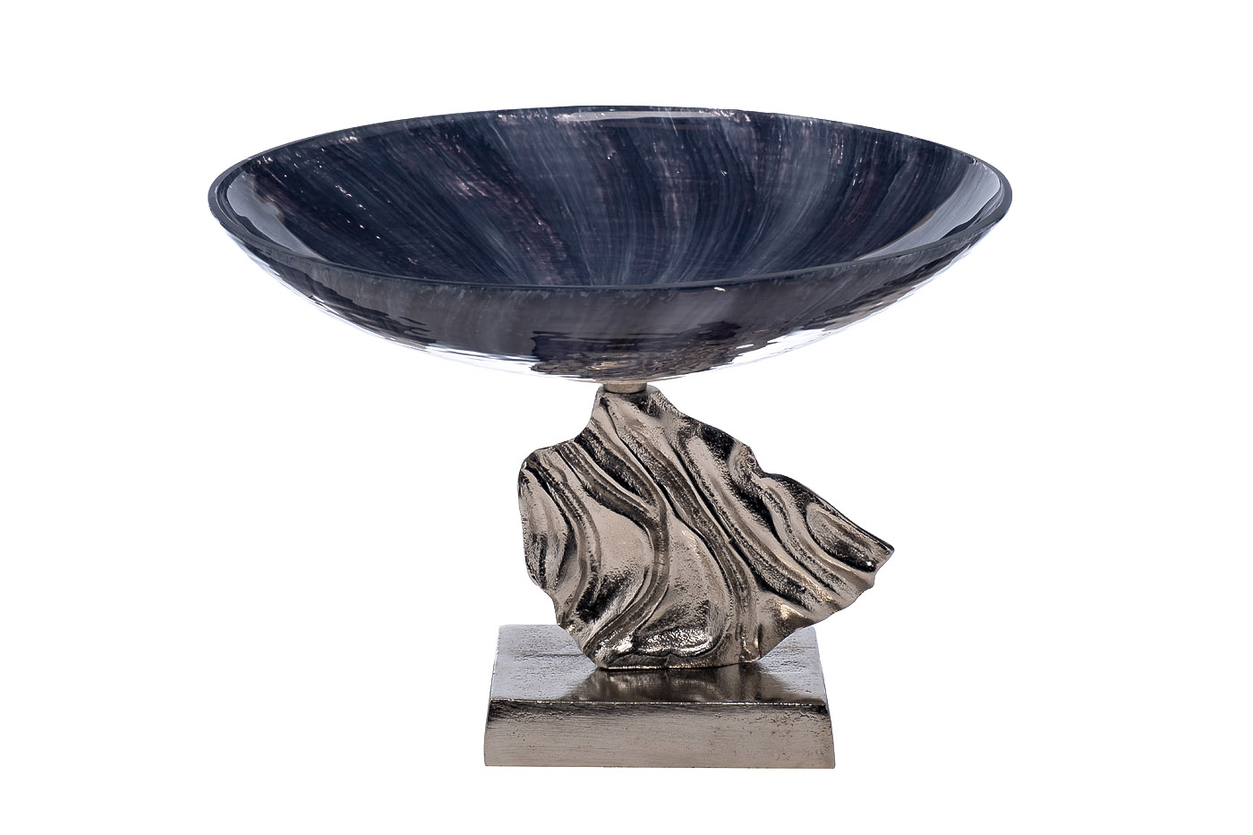 Чаша стеклянная на металлическом основании дымчатая 1