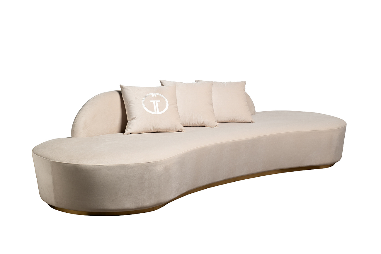 Диван Lea трехместный велюровый кремовый 2