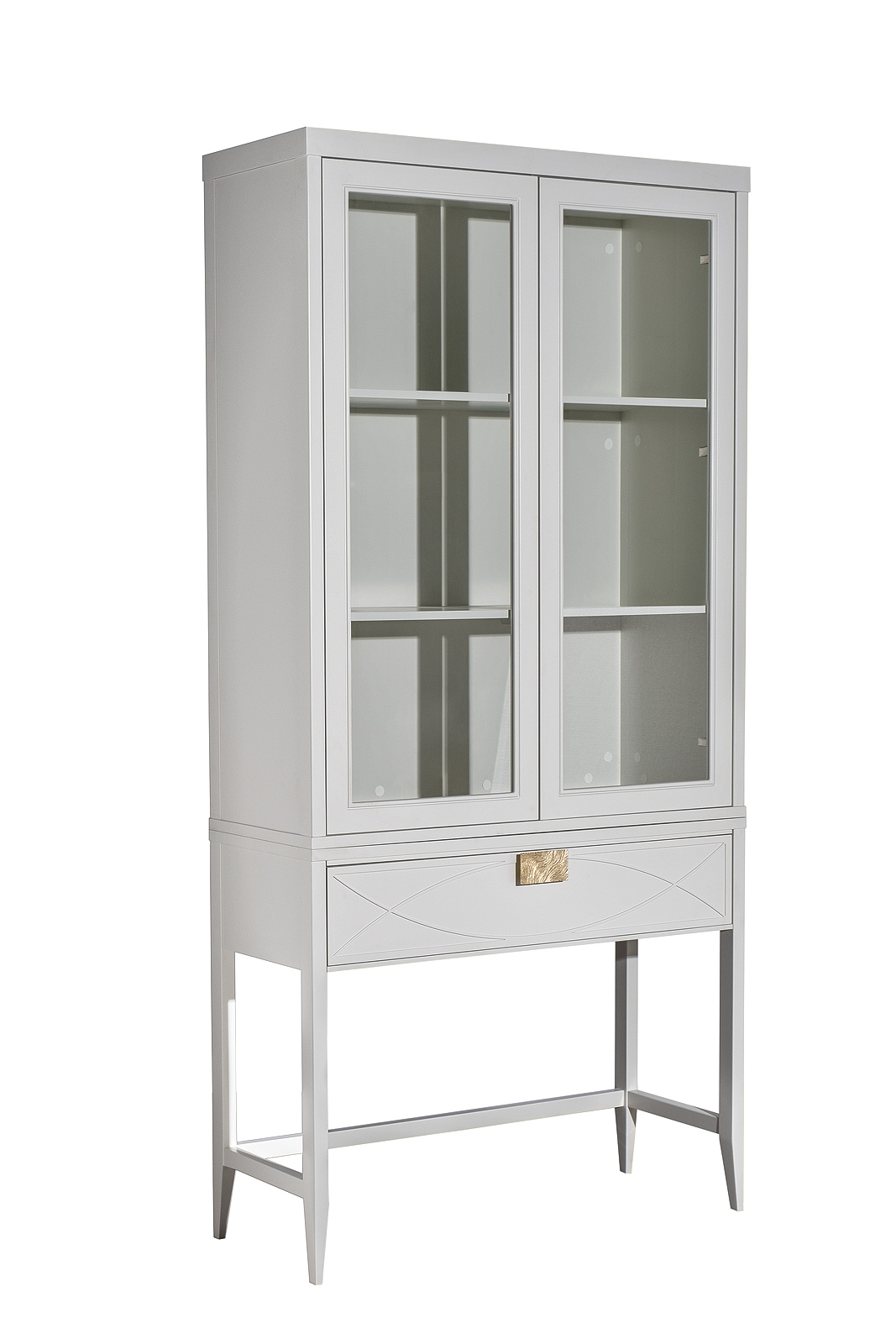 Шкаф-витрина с 2-мя стеклянными фасадами с консолью бежевый 2