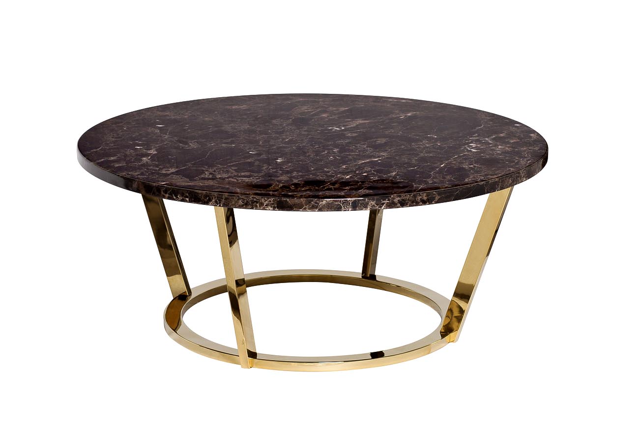 Стол журнальный Темный Император (Dark Emperador) коричневый/золото 1