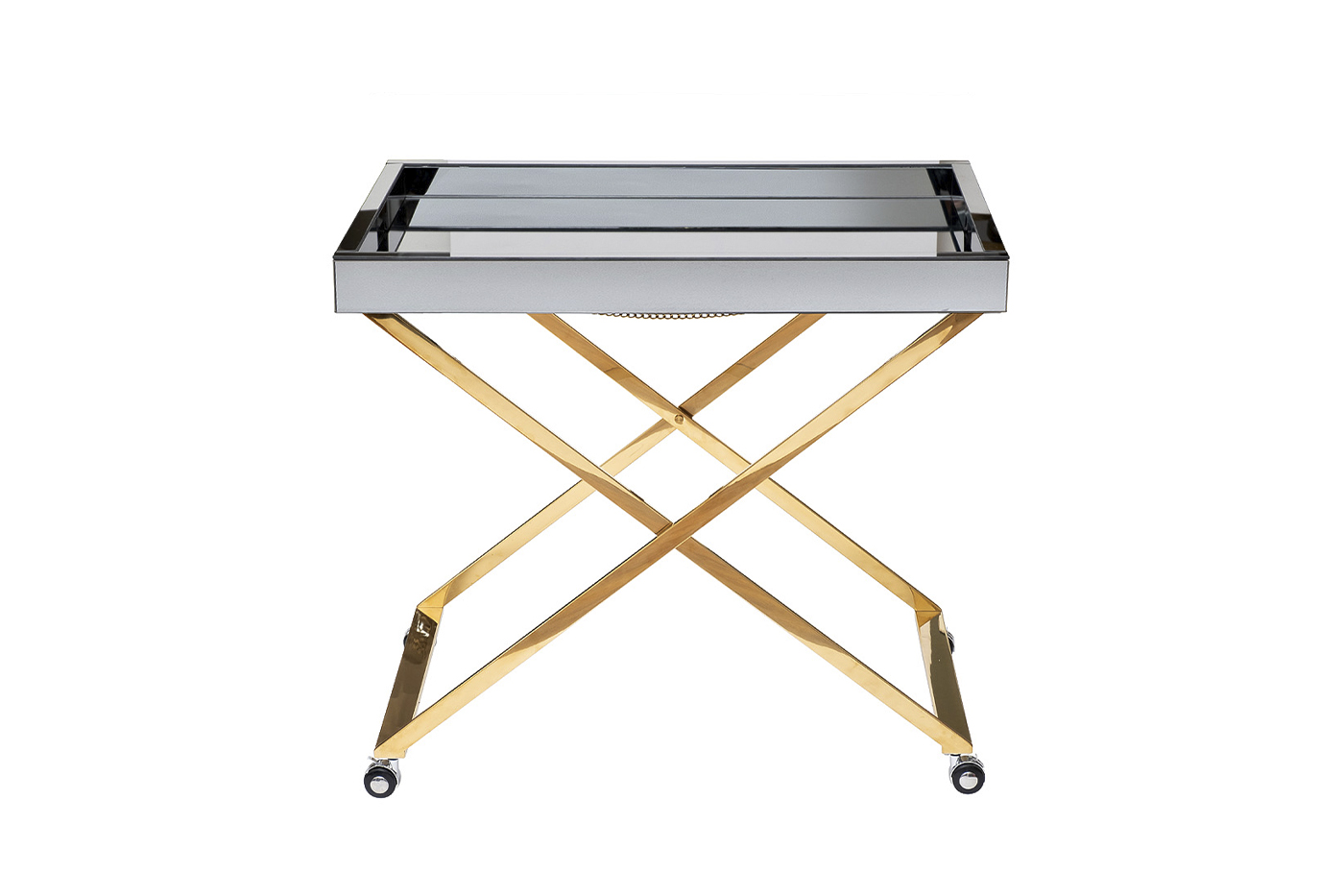 Стол сервировочный зеркальный матовый/золото 1