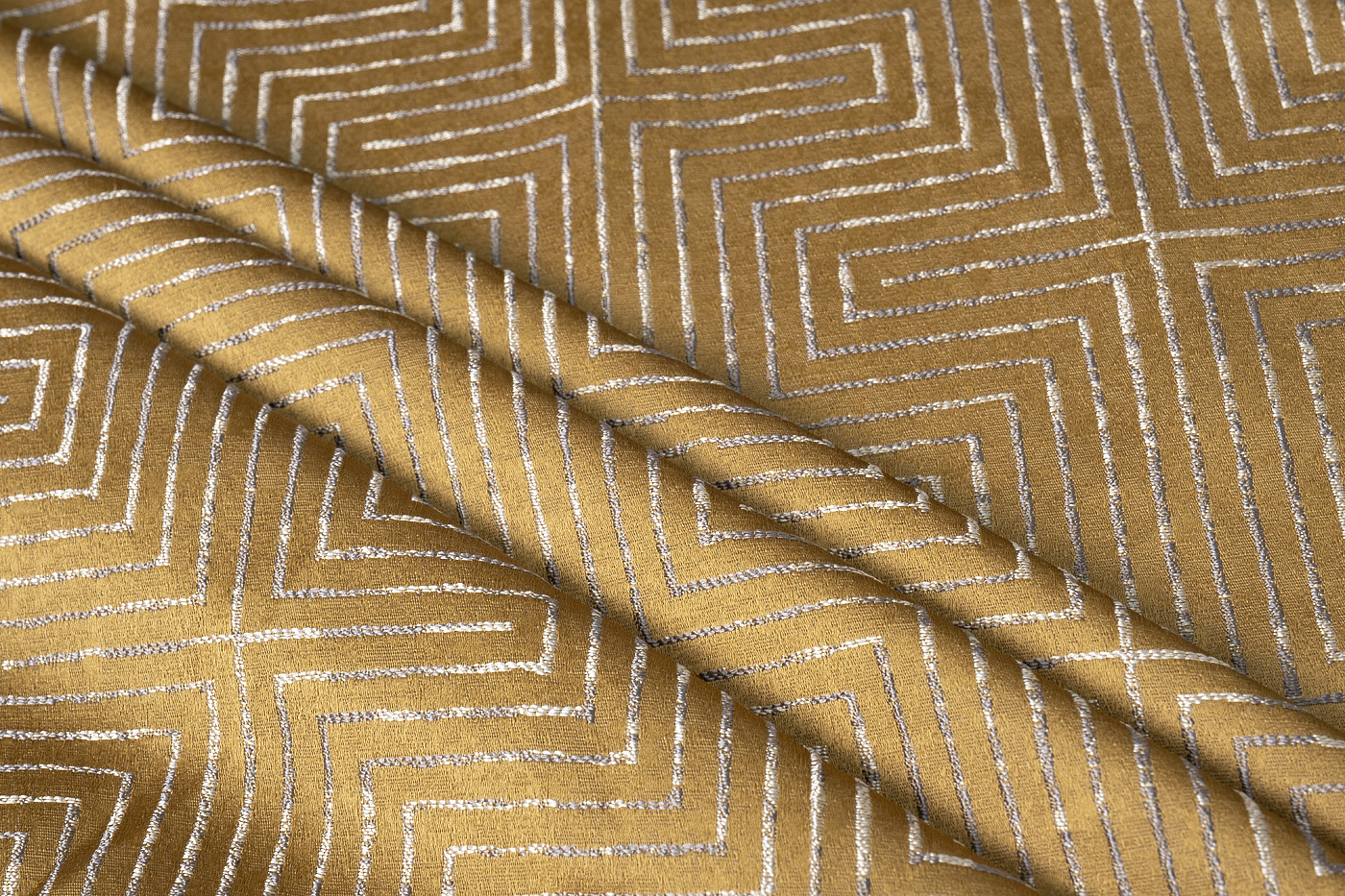 Ткань портьерная GLOSS горчичная 2