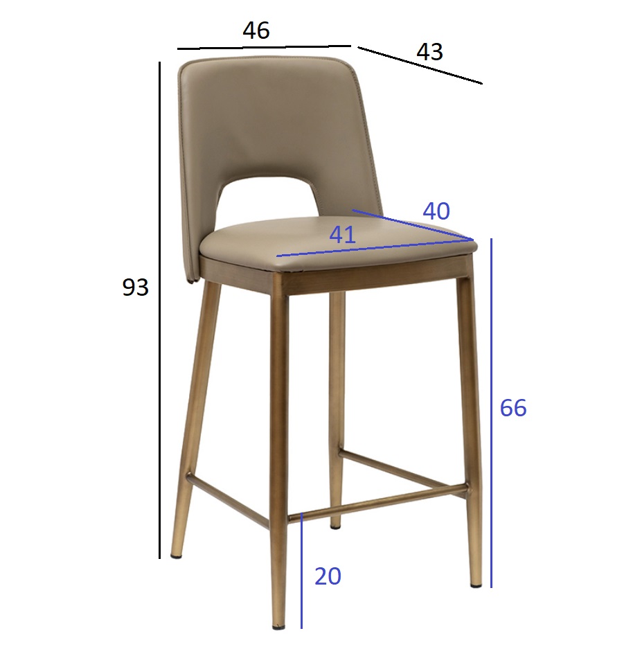 Стул барный экокожа бежевый/бронза 6