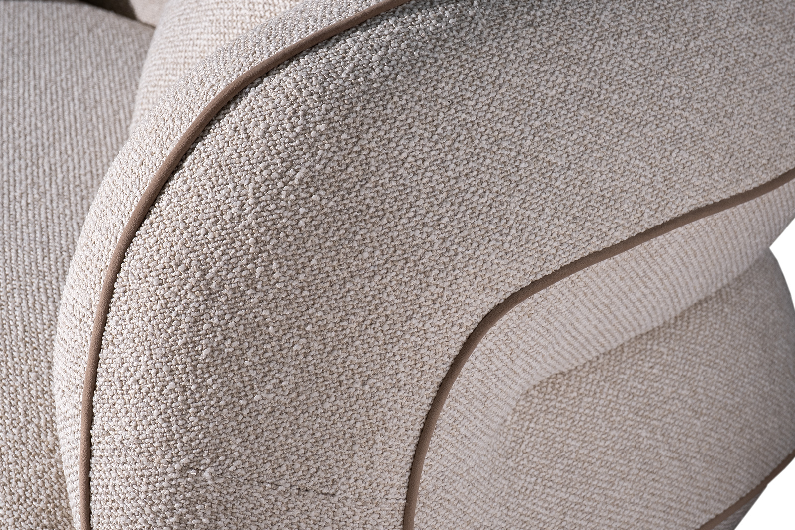 Диван Амели (Amelia) трехместный букле светлый с бежевым кантом 8