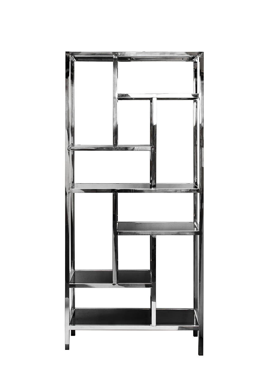 Стеллаж с черным стеклом (хром) 1