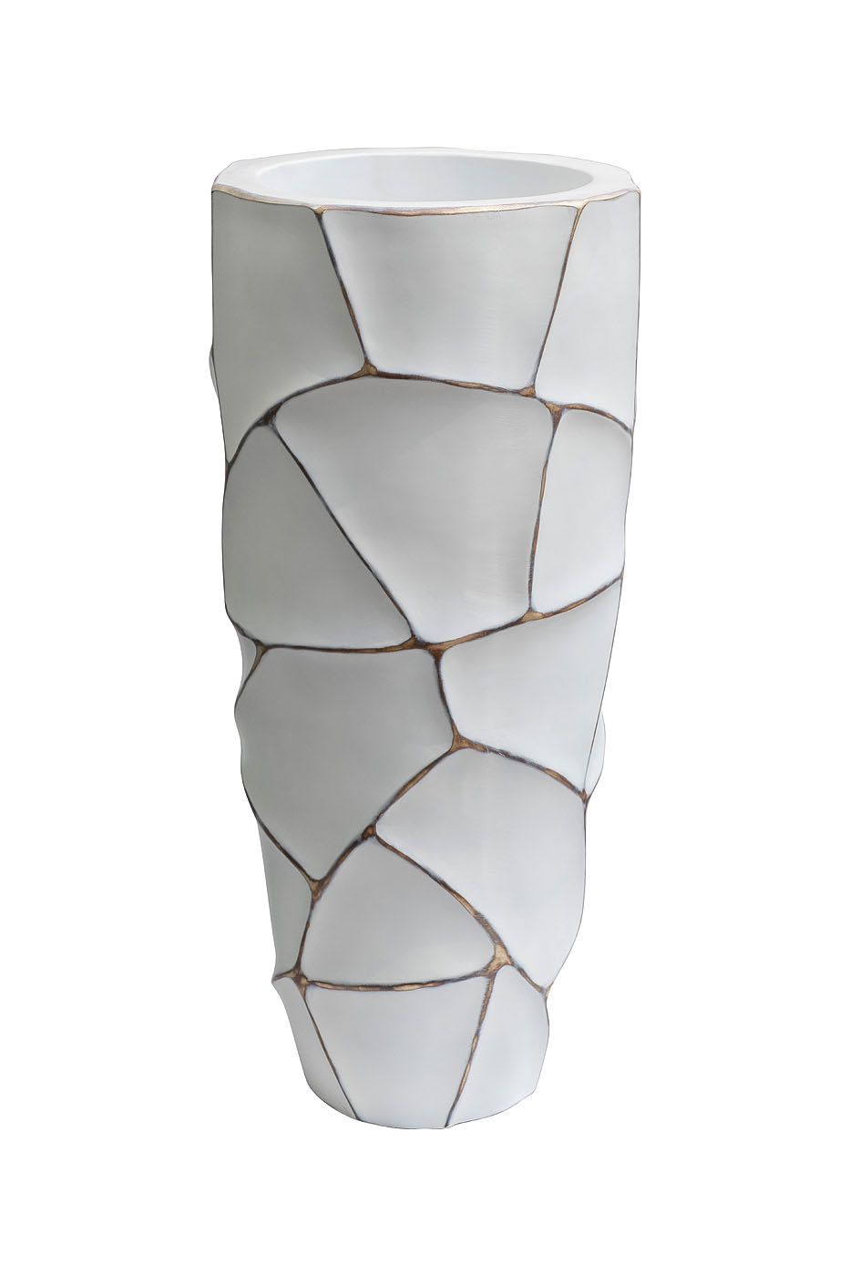 Кашпо белое с золотом 1