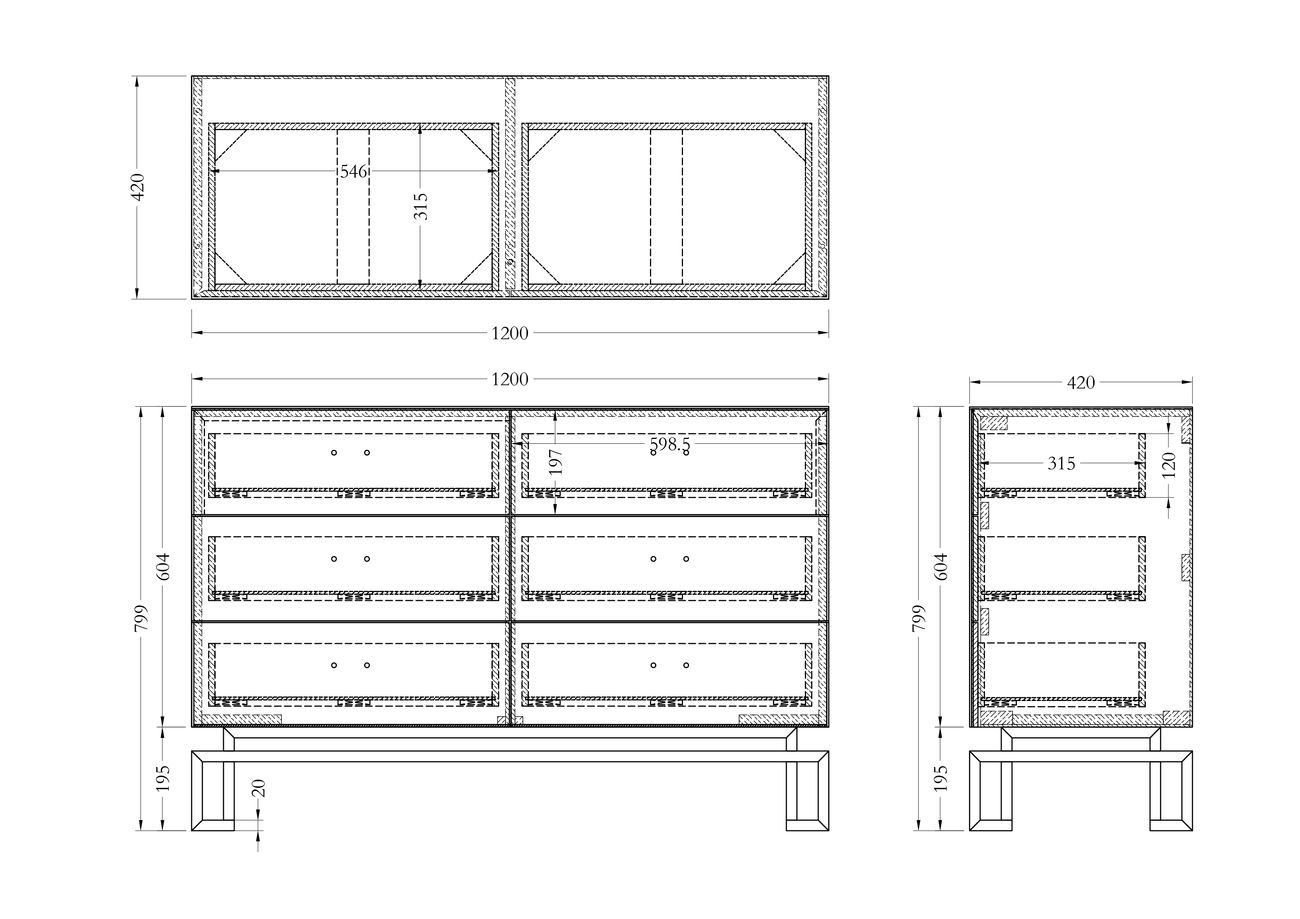 Комод черный с ящиками 7
