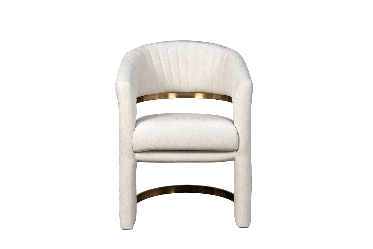 Стул велюровый кремовый/ матовое золото 1