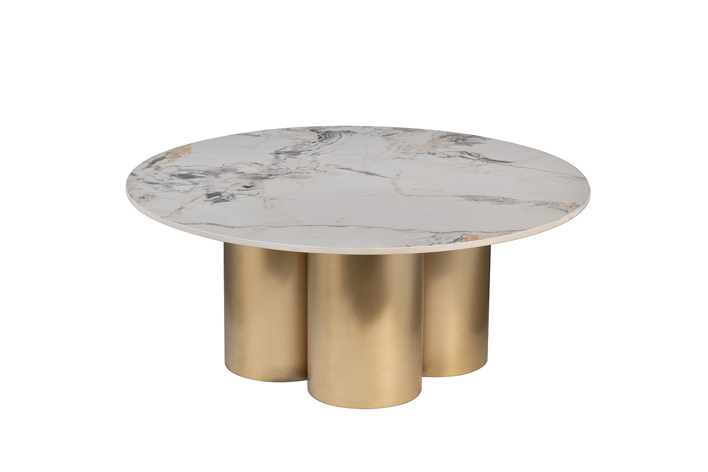 Стол журнальный круглый керамогранит белый 1