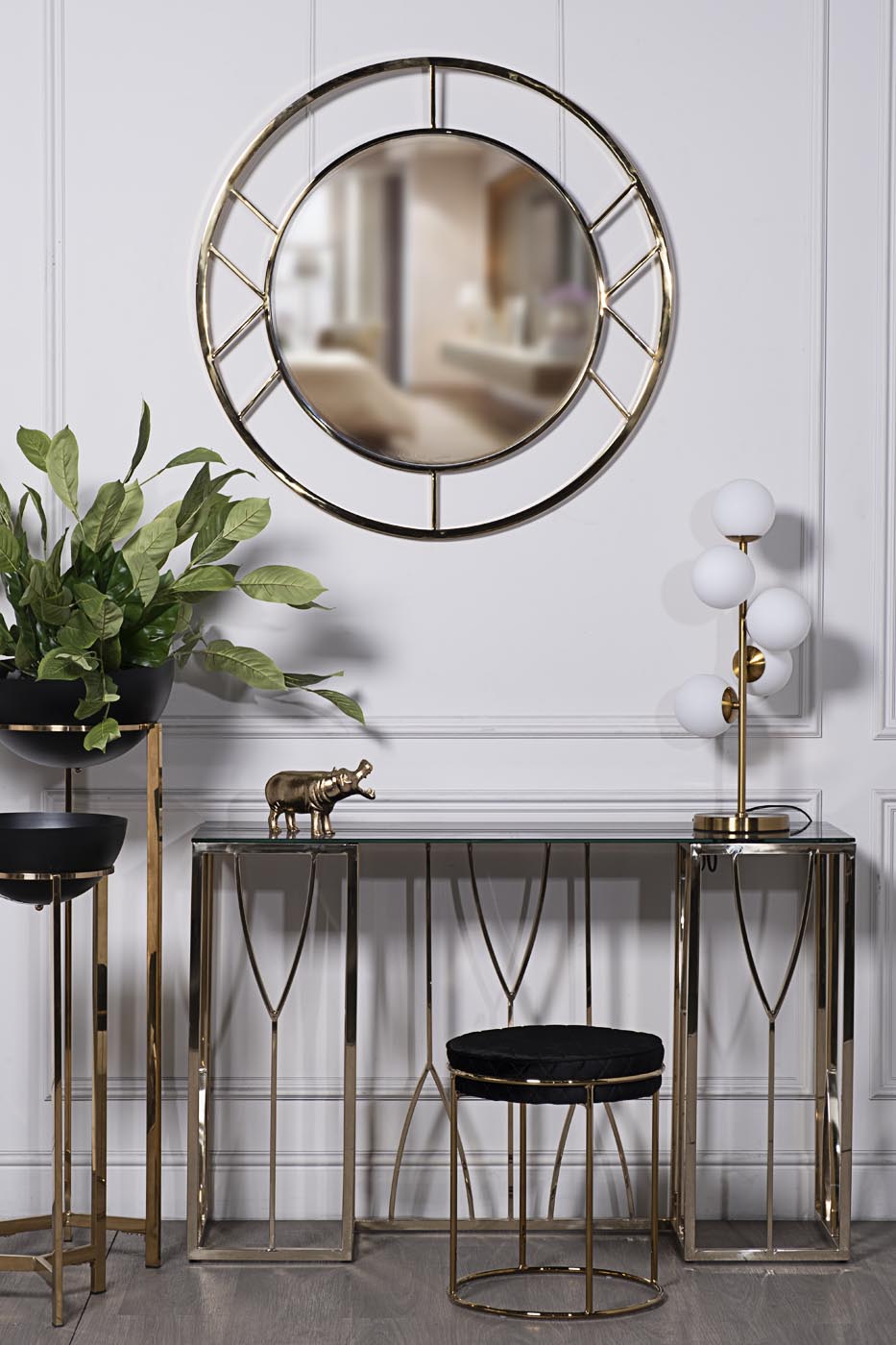 Консоль черное стекло/золото 6