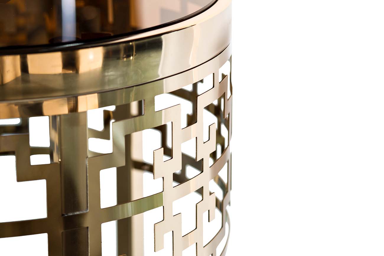 Журнальный стол круглый золотой 3