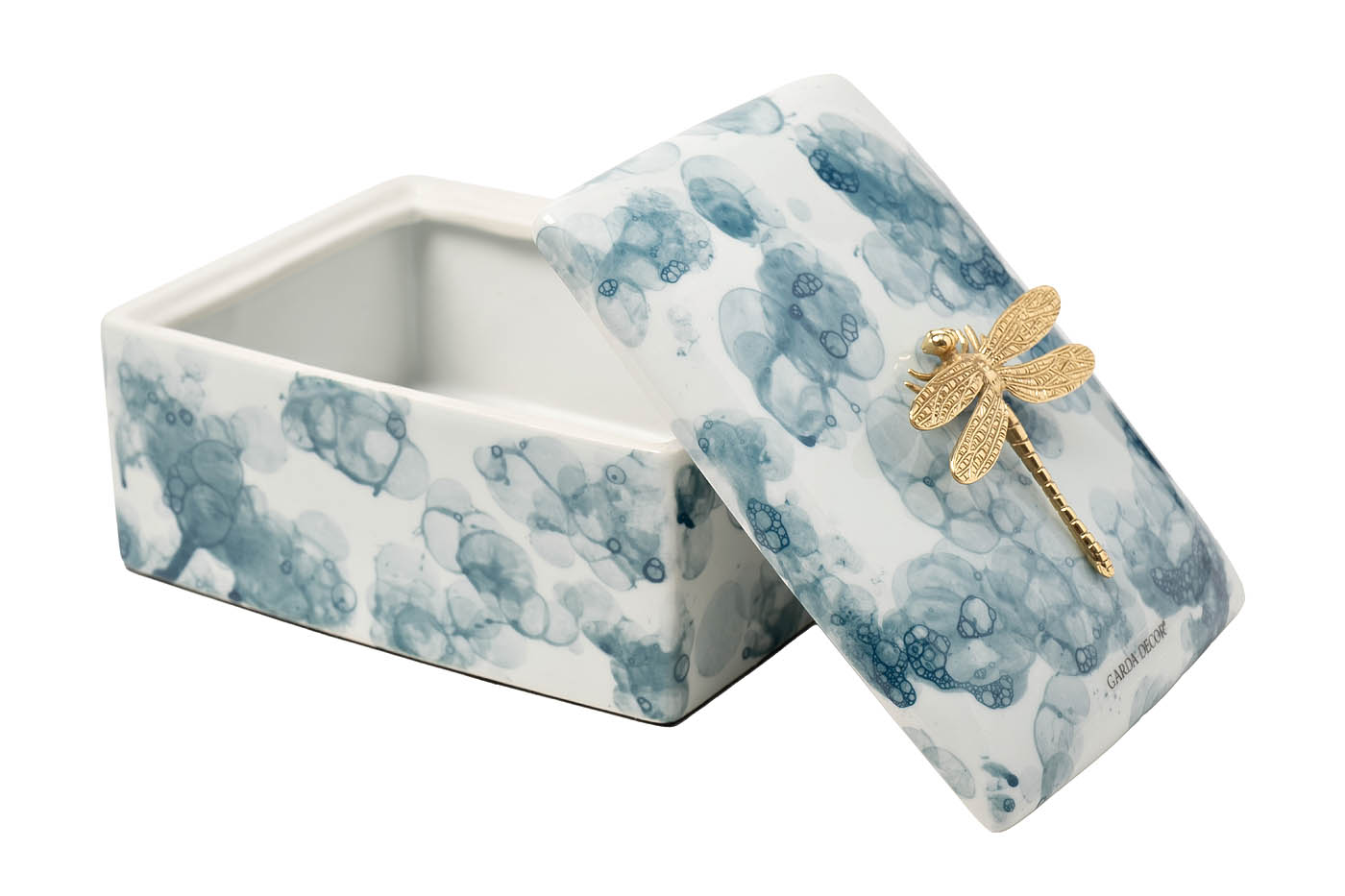 Шкатулка голубая со стрекозой 2