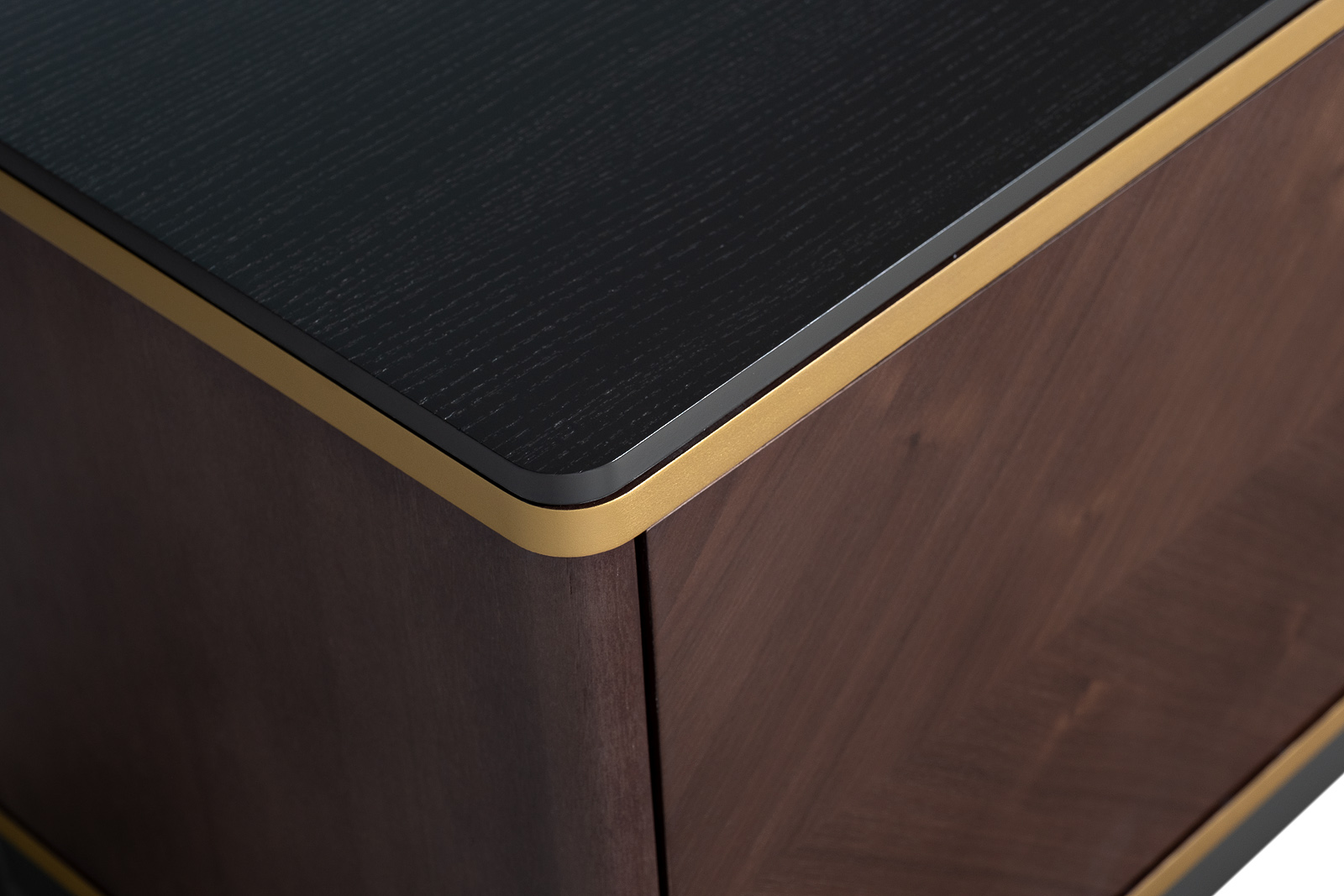 Тумба под телевизор с дверцами темный шпон 5