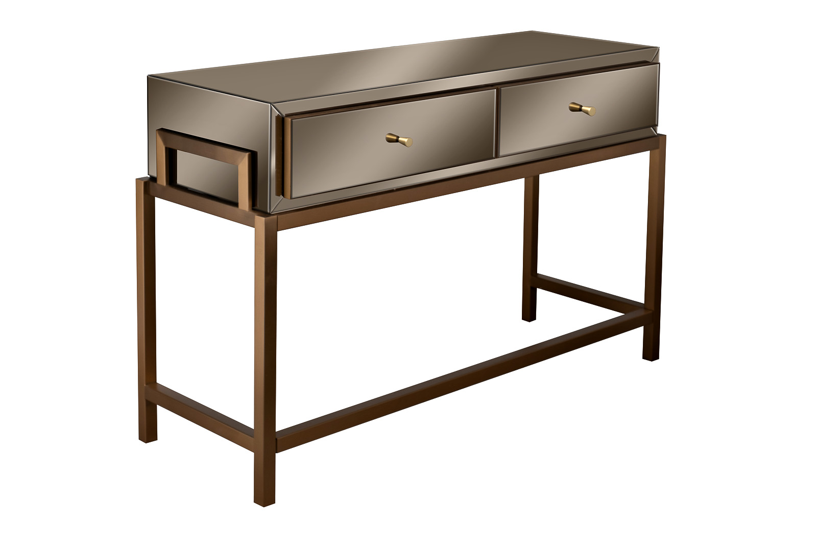 Консоль с 2мя ящиками зеркальная бронза/золото 2
