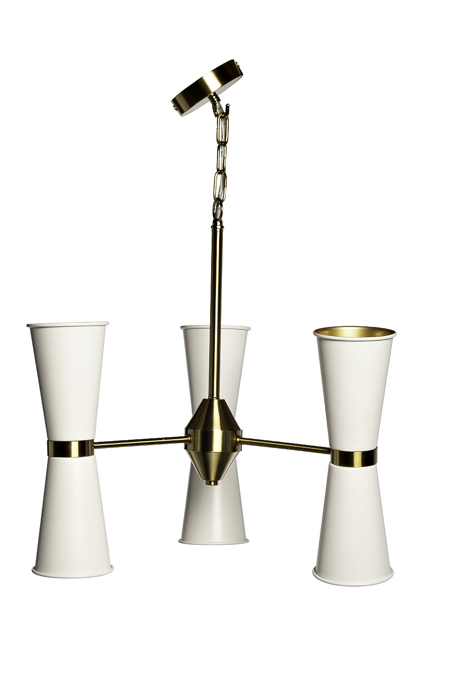 Светильник подвесной с белыми плафонами/латунь 1