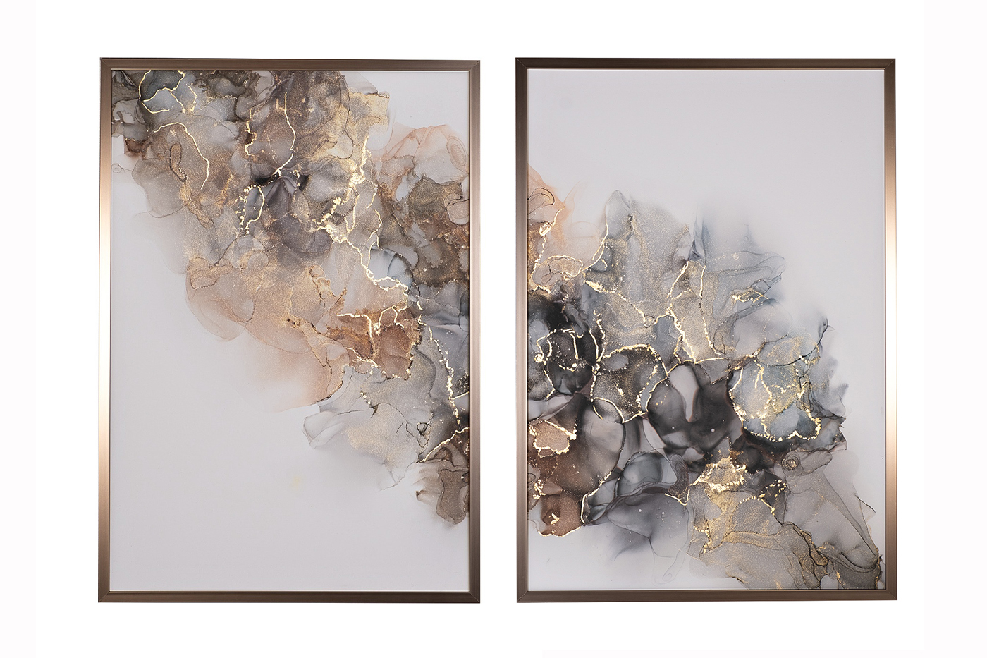 Постеры «Мраморный диптих-3» в багете латунь 1