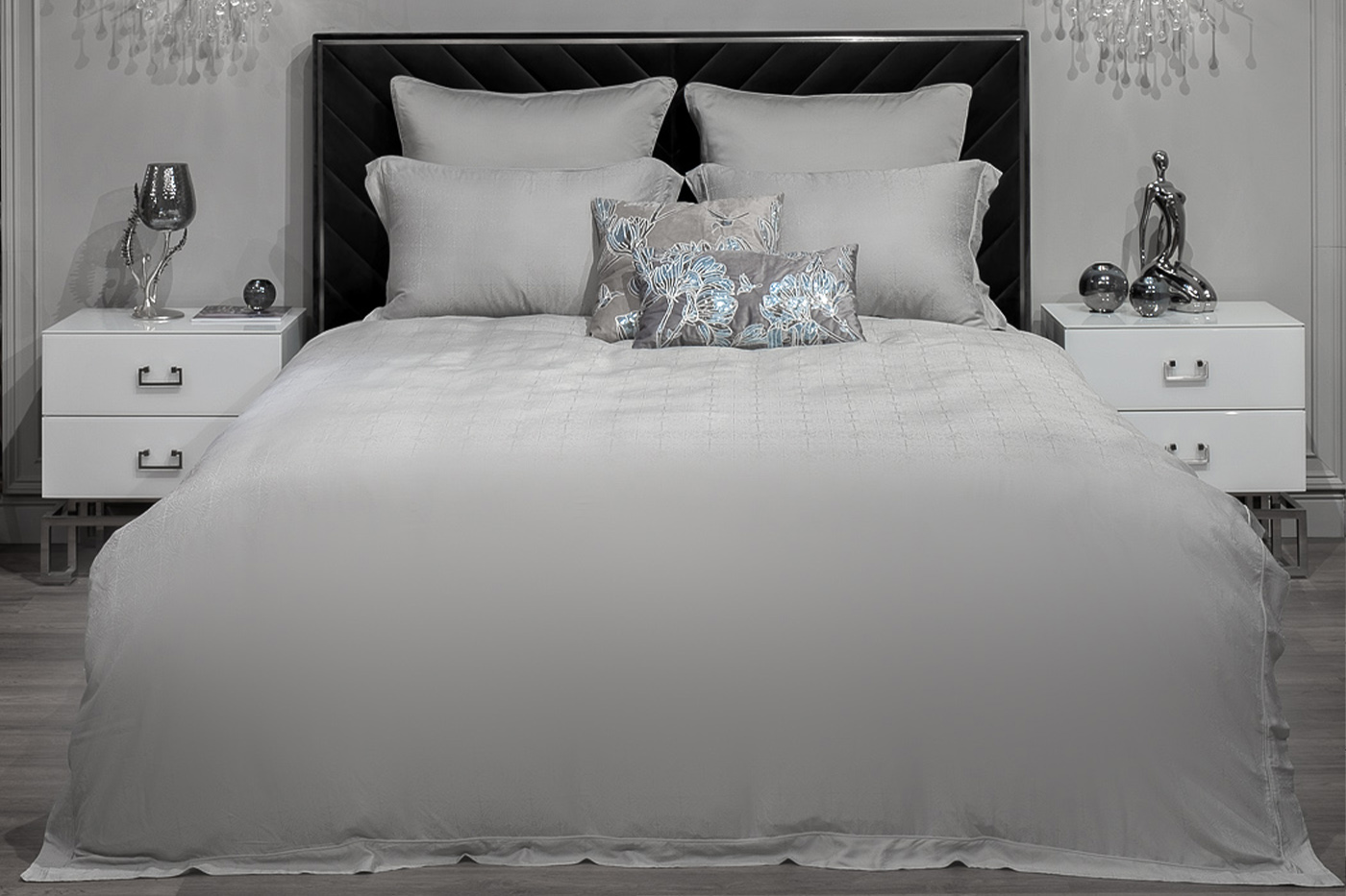 Комплект постельного белья «Муар» полуторный 145х210см бамбук оливковый 1