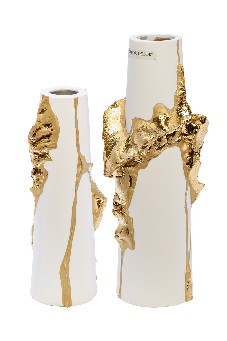 Ваза керамическая белая с золотым декором 2