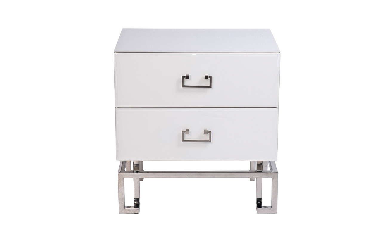 Тумбочка с ящиками белая/хром 1