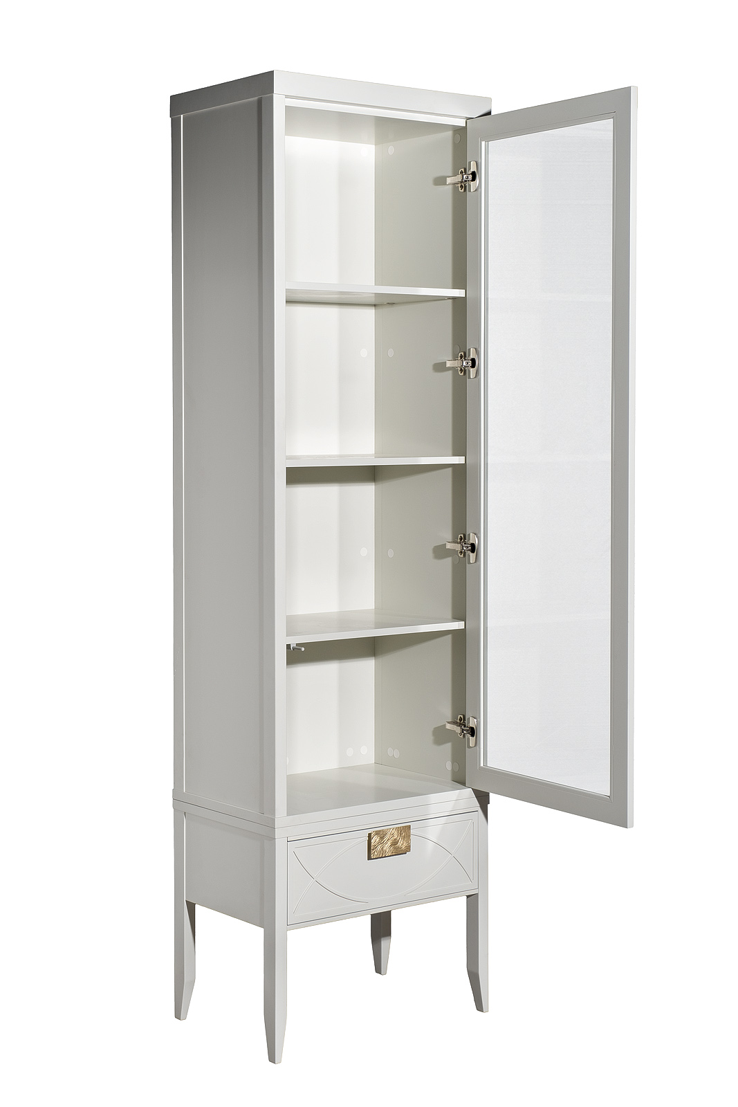 Шкаф-витрина со стеклянным фасадом бежевый 6