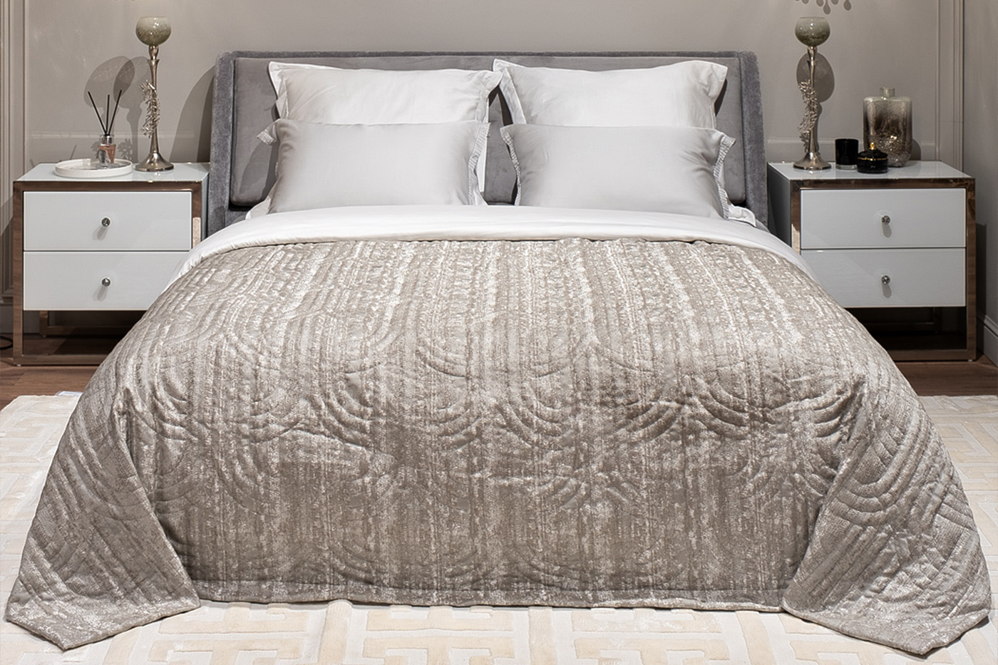 Покрывало Артдеко сер (artdeco ser) 260х260см со стежкой 1