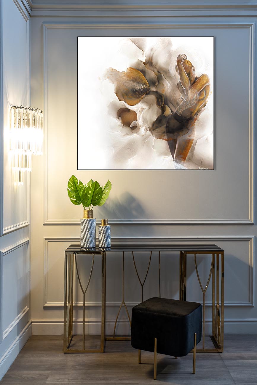 Консоль черное стекло/золото 5