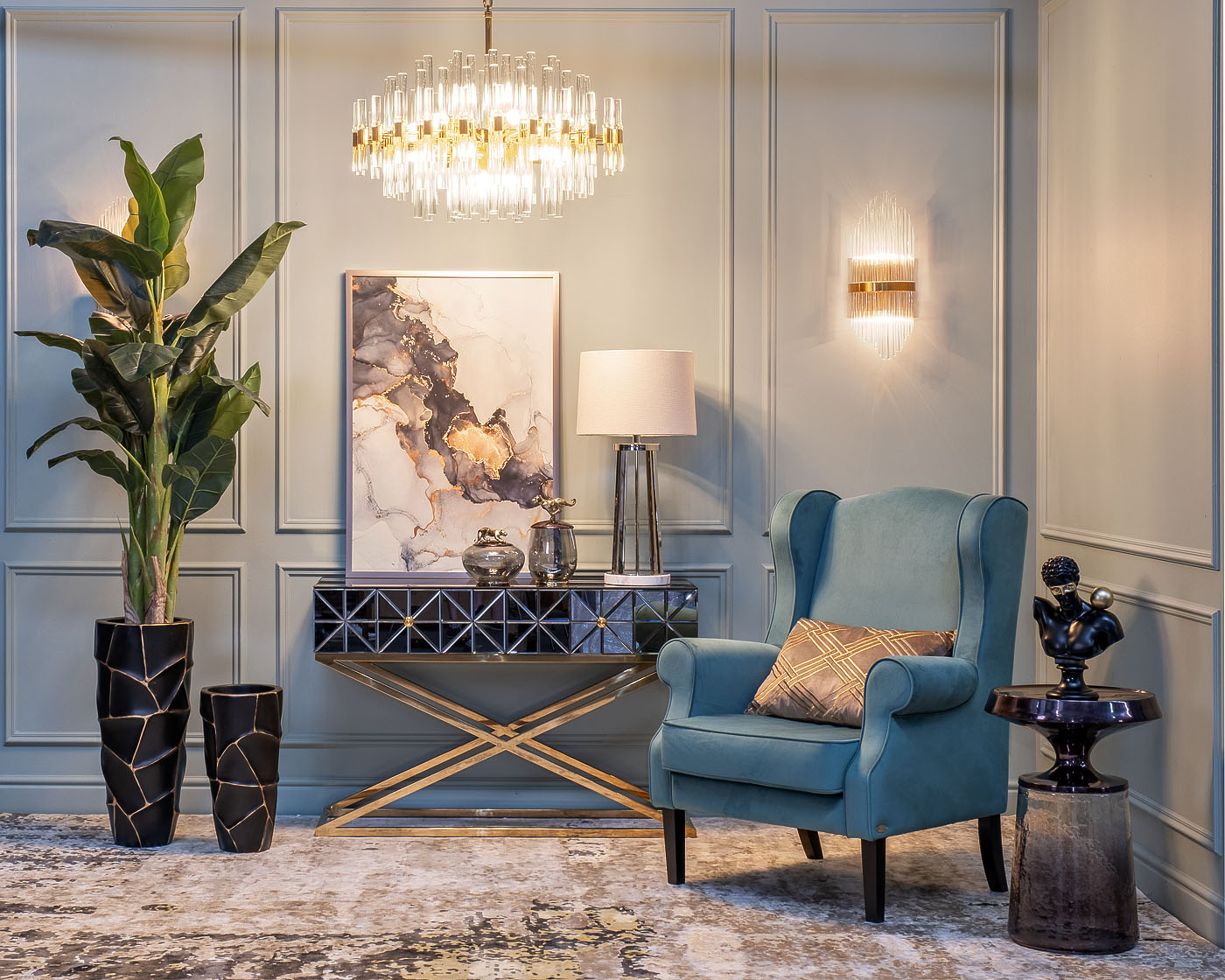 Люстра Серена (Serena) прозрачное стекло/золото 4