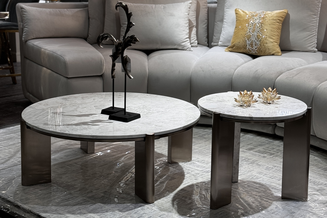 Столик журнальный Cass White белый мрамор 7