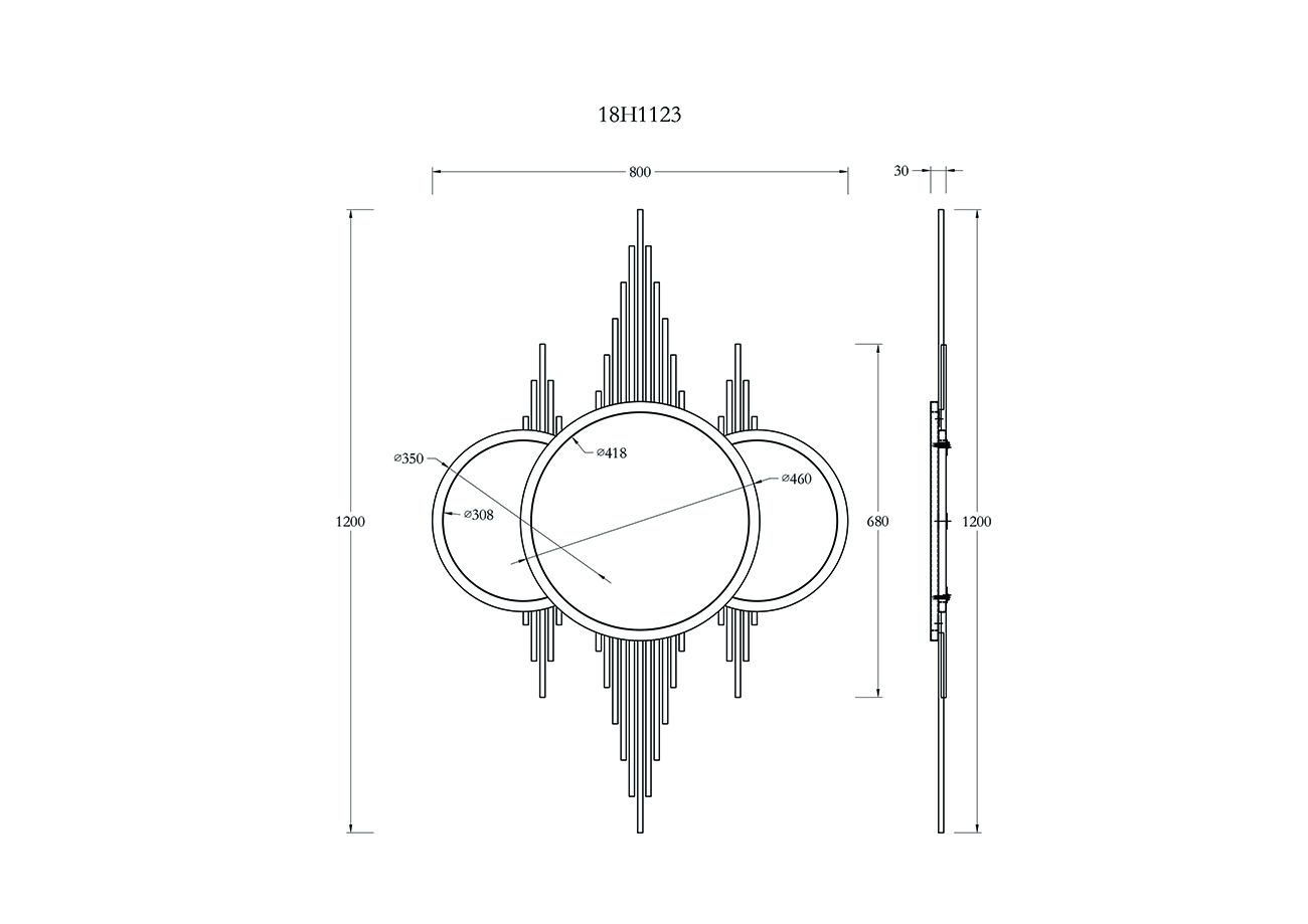 Зеркало декоративное золотое 3