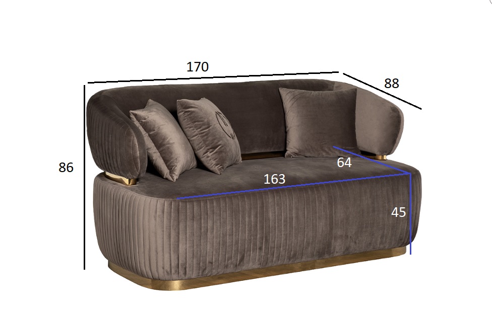 Диван Гларус (Glarus) двухместный велюровый коричневый 5
