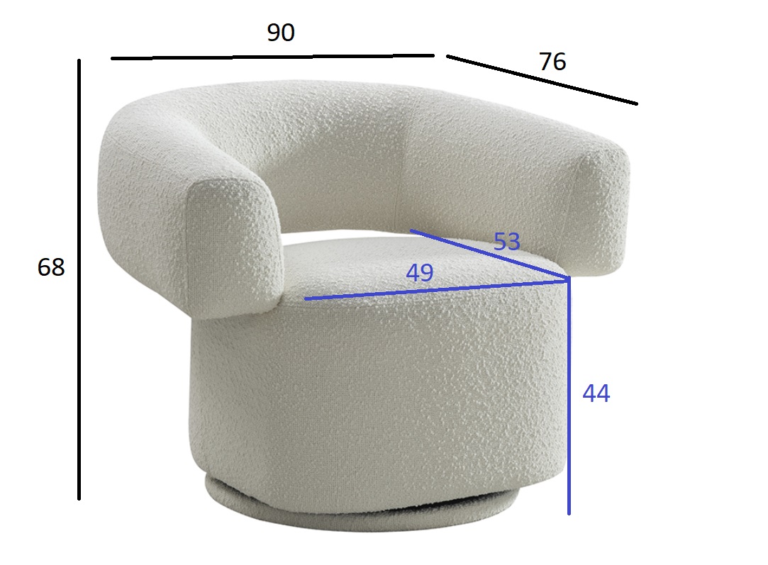 Кресло поворотное Лугано (Lugano) букле белое 4
