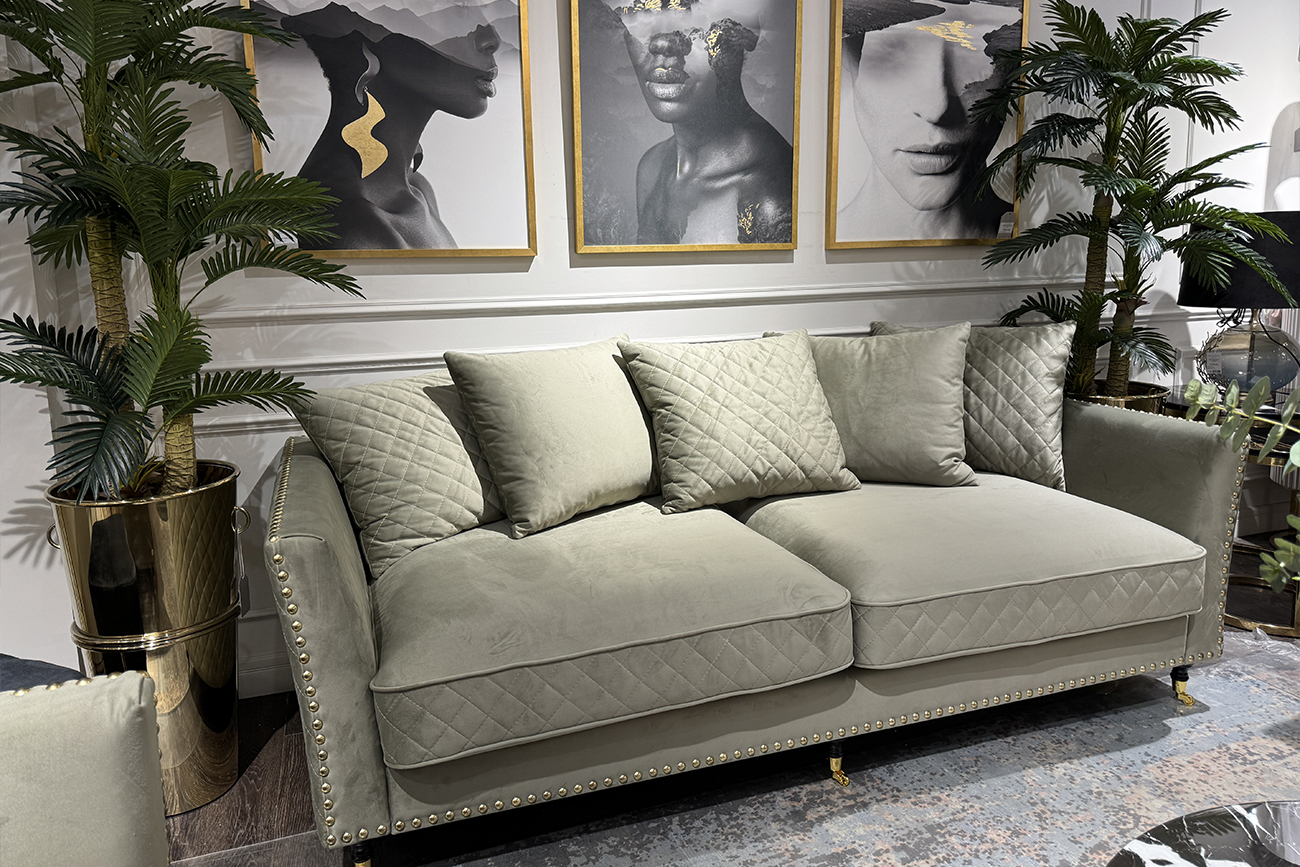 Диван Сорренто(Sorrento) 220 трехместный велюровый оливковый 9