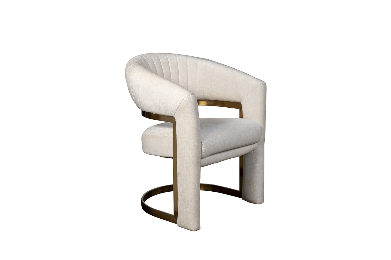 Стул велюровый кремовый/золото 2