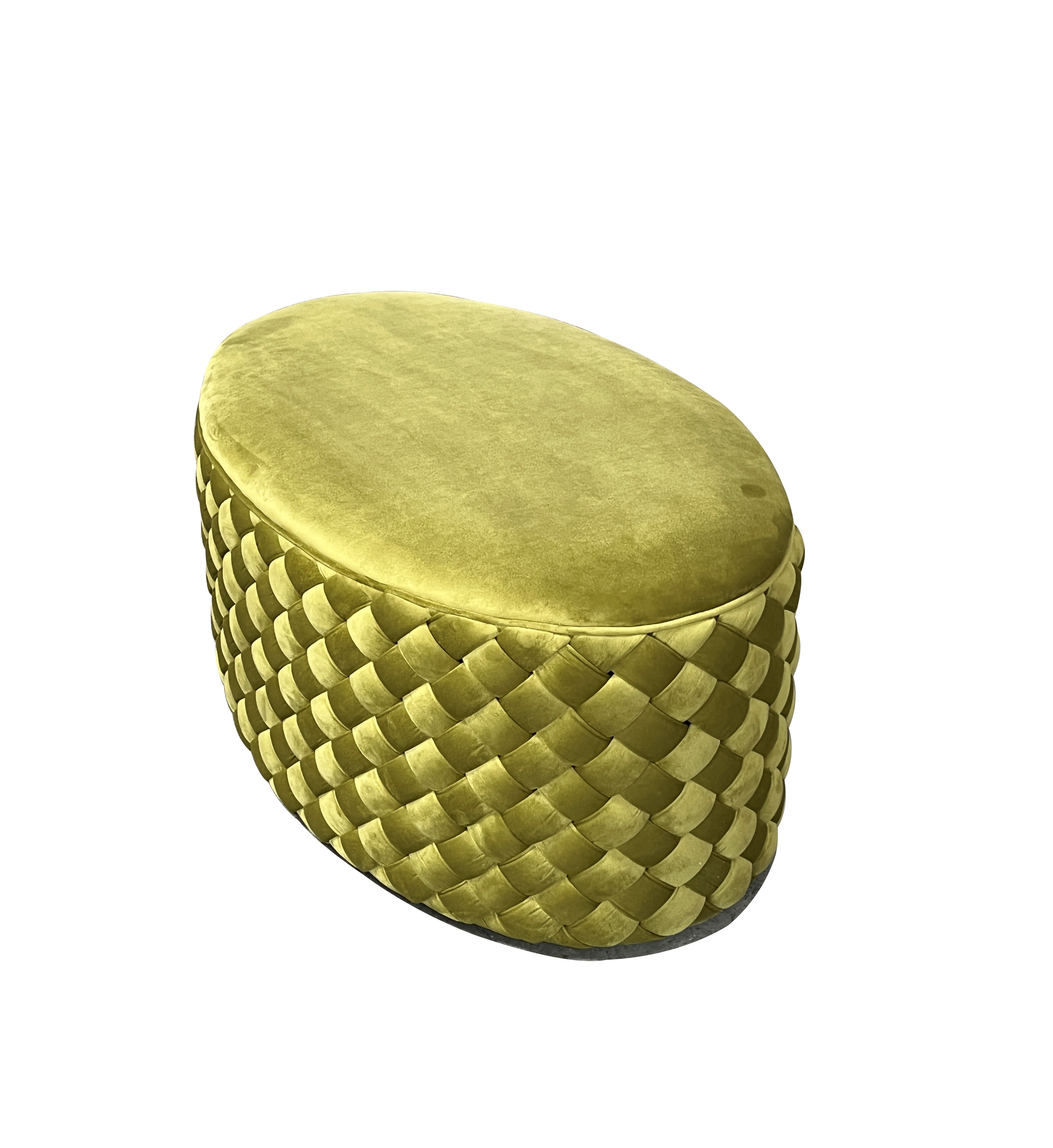 Пуф овальный плетеный велюровый оливковый 3