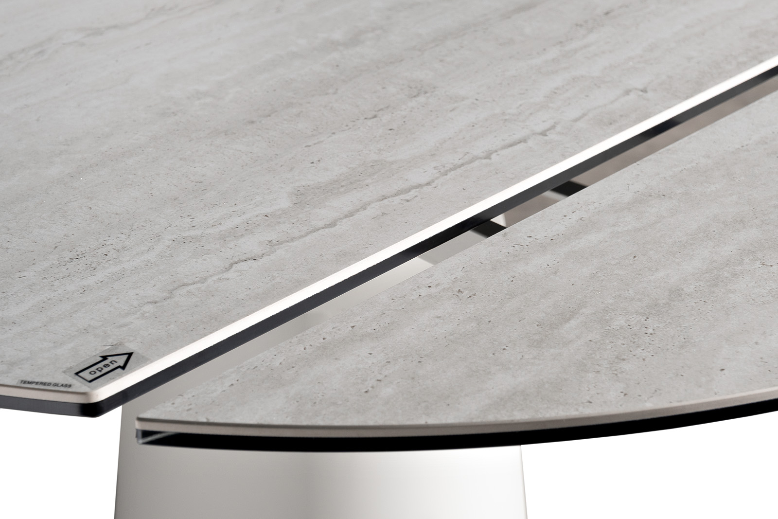 Стол обеденный раскладной круглый керамический белый/бежевый 5