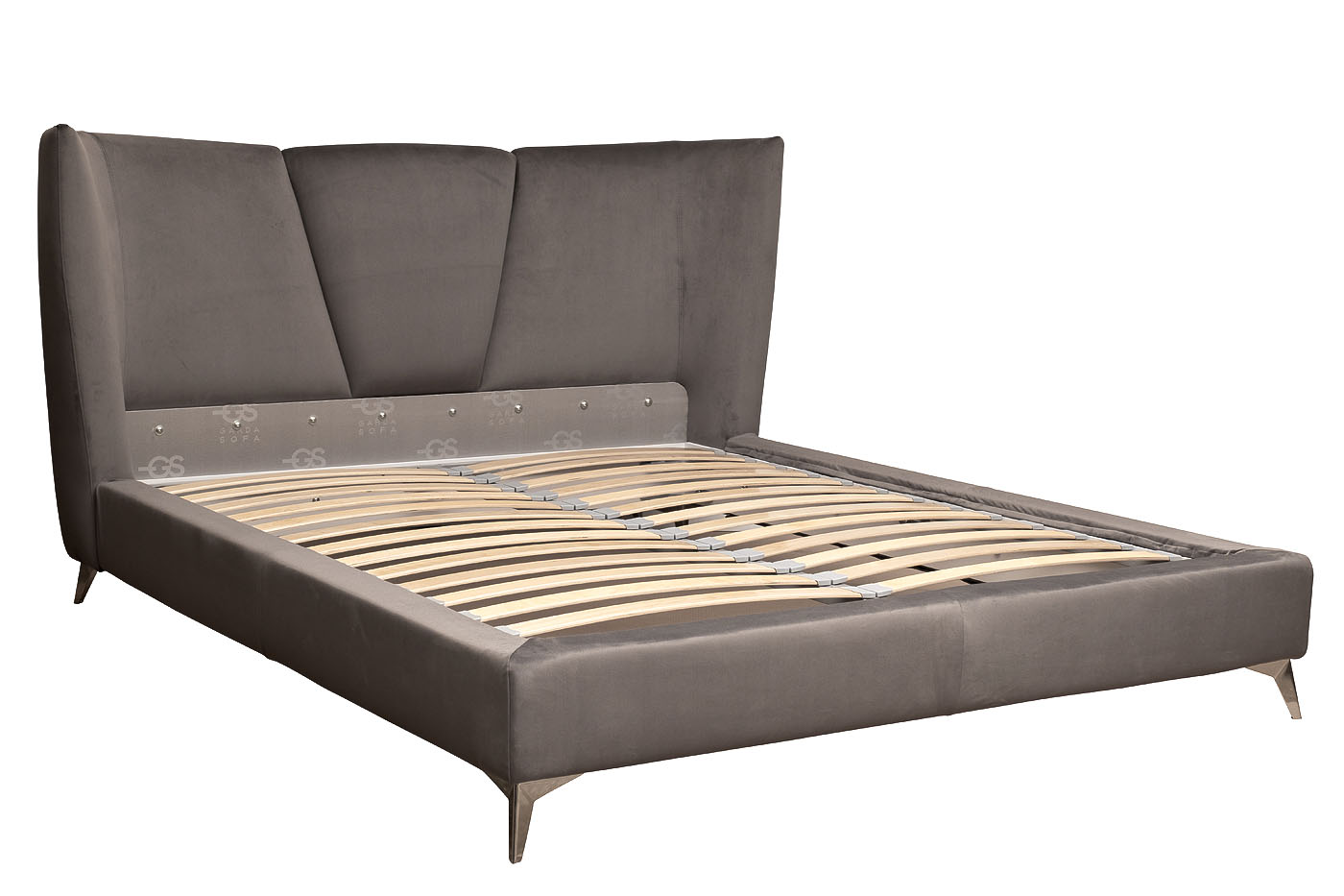 Кровать Сиена(Siena) велюровая серая 2