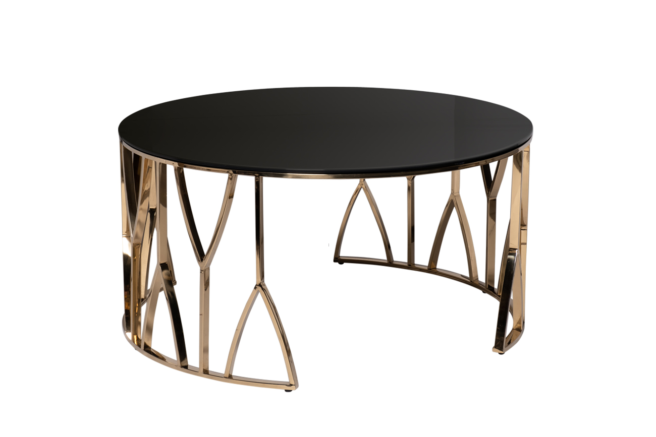 Стол журнальный с черным стеклом (золото) 1