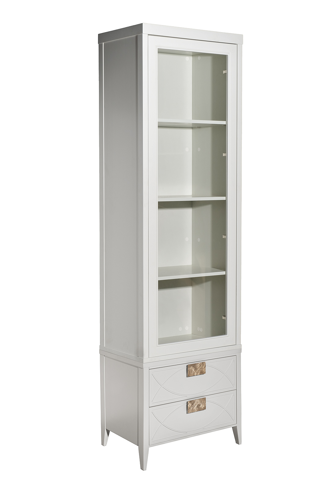 Шкаф-витрина со стеклянным фасадом с тумбочкой прикроватной с 2-мя ящиками бежевый 2