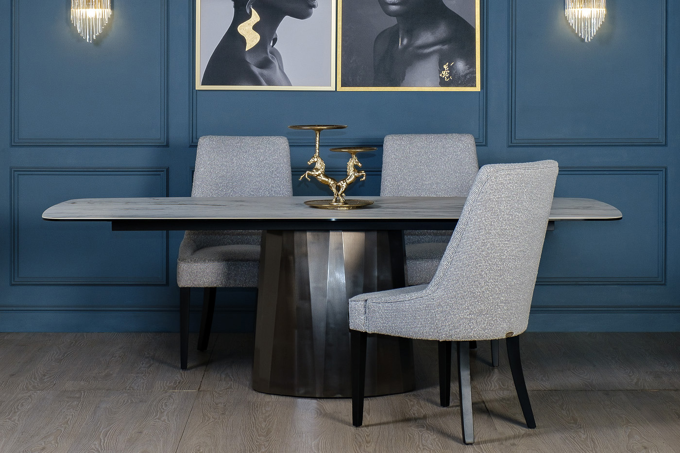 Стол обеденный керамический серый 7