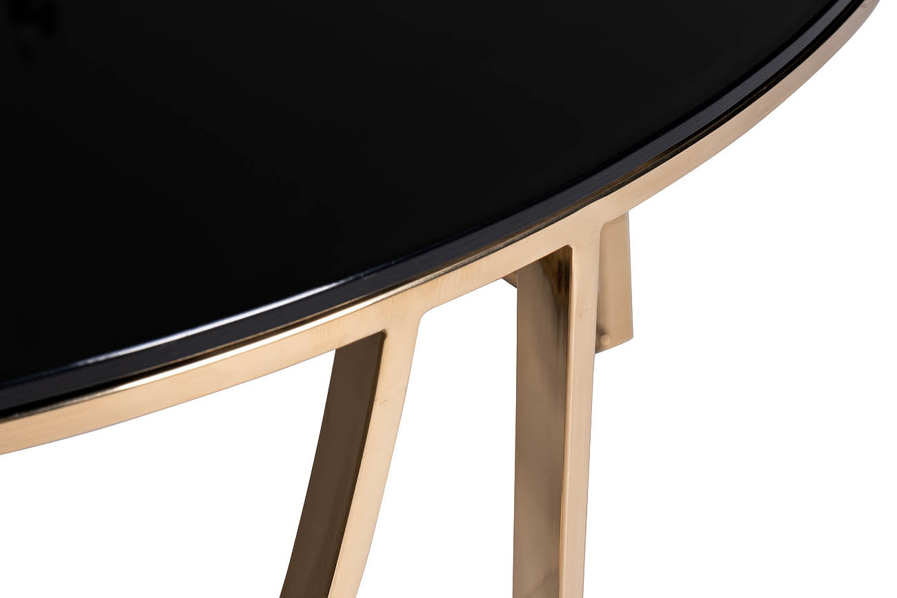 Стол журнальный с черным стеклом (золото) 2