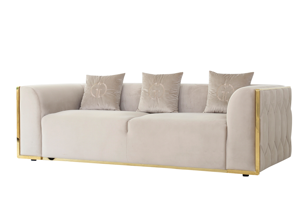 Диван Берн (Bern) трехместный велюровый бежевый 2