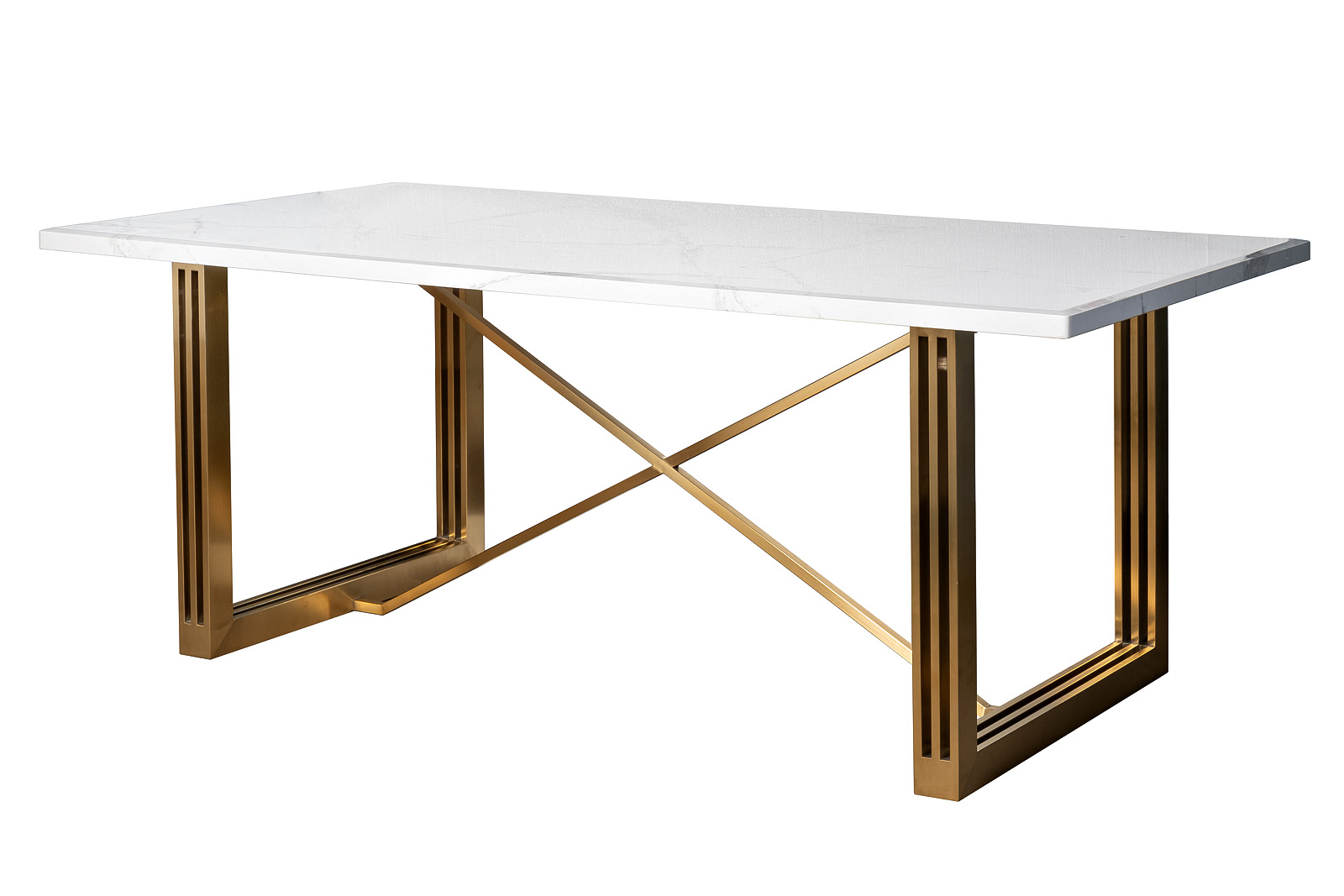 Стол обеденный прямоугольный белый/золото 2