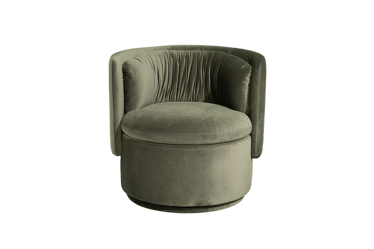 Кресло поворотное велюровое зеленое 1